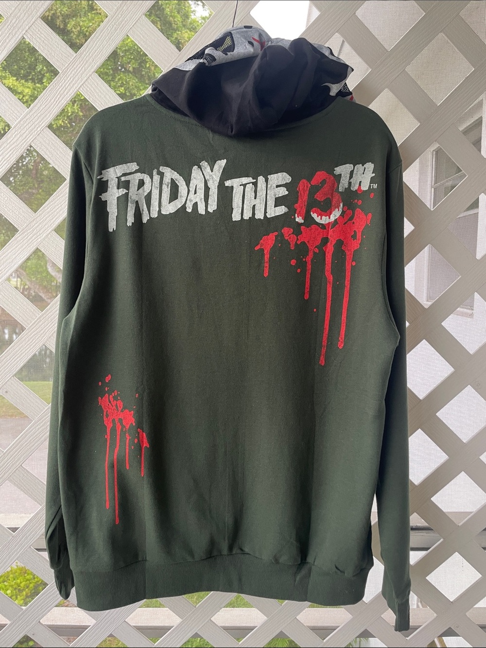 Bioworld Friday The 13th Jason Full Zip Front Green Size L Cosplay Hoodie - Picture 6 of 8